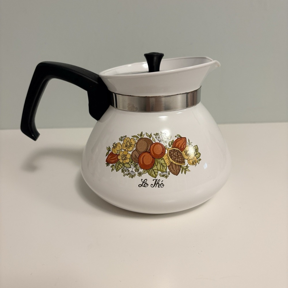 Vintage Corning Ware P-104 Coffee Tea Pot Le The Spice of Life 6 Cup